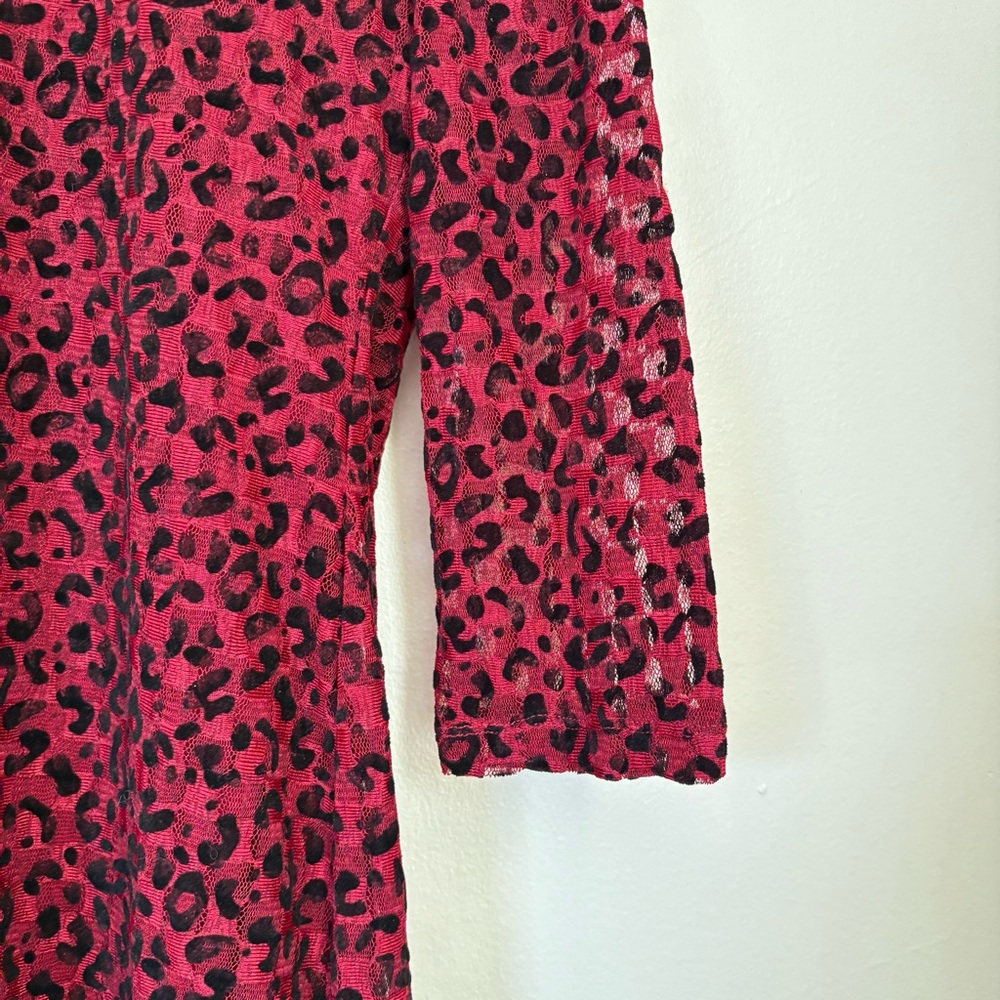 Cherie LA Red Velvet Sheer Animal Print Dress Size Large NWT - Picture 6 of 13